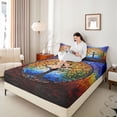 thumbnail image 4 of Homewish Tree Of Life Multicolor Queen 4-Piece Reversible Adult Ultra Soft Art Glass Sheet Set, 4 of 7
