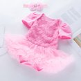 thumbnail image 4 of Fesfesfes Toddler Baby Girls Dress Net Yarn Solid Color Rose Flower Romper Jumpsuit Short Skirt, 4 of 9