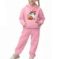 thumbnail image 2 of SYMOID Boys Hall-oween Costume Set Pink 2-Piece Ghost Pumpkin Print Sweatshirts, Hoodie & Jogger Pants Soft Fleece Outfit,Size 3 T, 2 of 5
