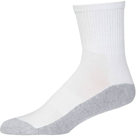 Gildan Mens Heavyweight Mid-Crew White Socks, 10-pack