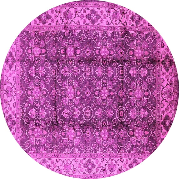 Ahgly Company Indoor Round Oriental Pink Traditional Area Rugs, 7' Round
