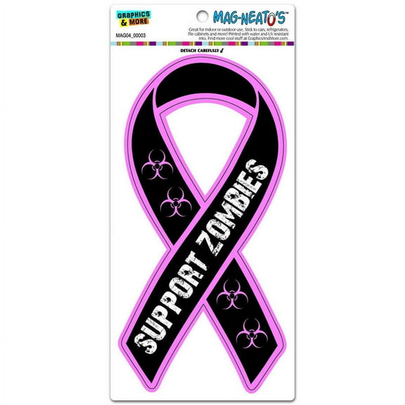 Support Zombies Ribbon Pink Automotive Car Refrigerator Locker Vinyl Magnet