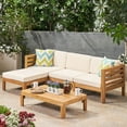 thumbnail image 4 of L Shape Sofa Set for the Outdoors | Suitable for Summer Afternoon Chats | Acacia Wood Construction and Water - Resistant Covering | Large Seating for Guests, 4 of 6