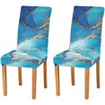 thumbnail image 2 of YETTASBIN Turquoise Marble Dining Room Chair Covers Set of 4, Non Slip Stretch Chair Slipcovers Removable Washable Chair Protector Cover for Kitchen, Dining Room, Holiday Party, Home Decor, 2 of 6