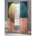 thumbnail image 4 of Boho Sheer Curtains 84 Inch Length 2 Panels Set, Modern Abstract Gold Teal Geometric Art Voile Window Treatment Rod Pocket Curtains Sheers Drapes for Bedroom/Living Room/Kitchen 52"x84"x2, 4 of 7