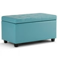thumbnail image 5 of Cosmopolitan 34 inch Wide Storage Ottoman in Soft Blue Vegan Leather, 5 of 7