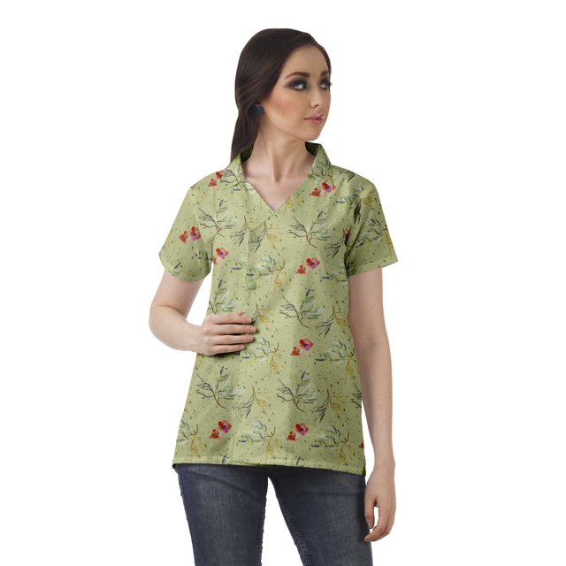 Moomaya Chemise Tunique Style Enveloppant pour Femmes en Coton Décontracté Col Classique Boutonné