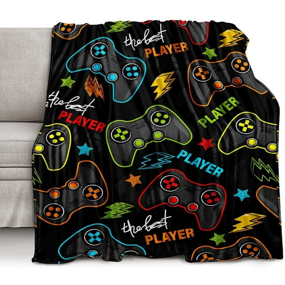 Couverture Jetée de Jeu pour Literie, Super Douce, Cadeau de Gamer pour Canapé Sofa pour Enfants Garçons Ados, Jeu Vidéo 50x40 Po