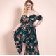 thumbnail image 3 of Vestido largo con abertura en los hombros y estampado floral de cintura alta para mujer, 3 of 8