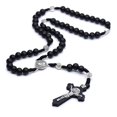 thumbnail image 3 of Collar de madera negra con forma de cruz de Cristo Jesús, rosario católico, 3 of 5