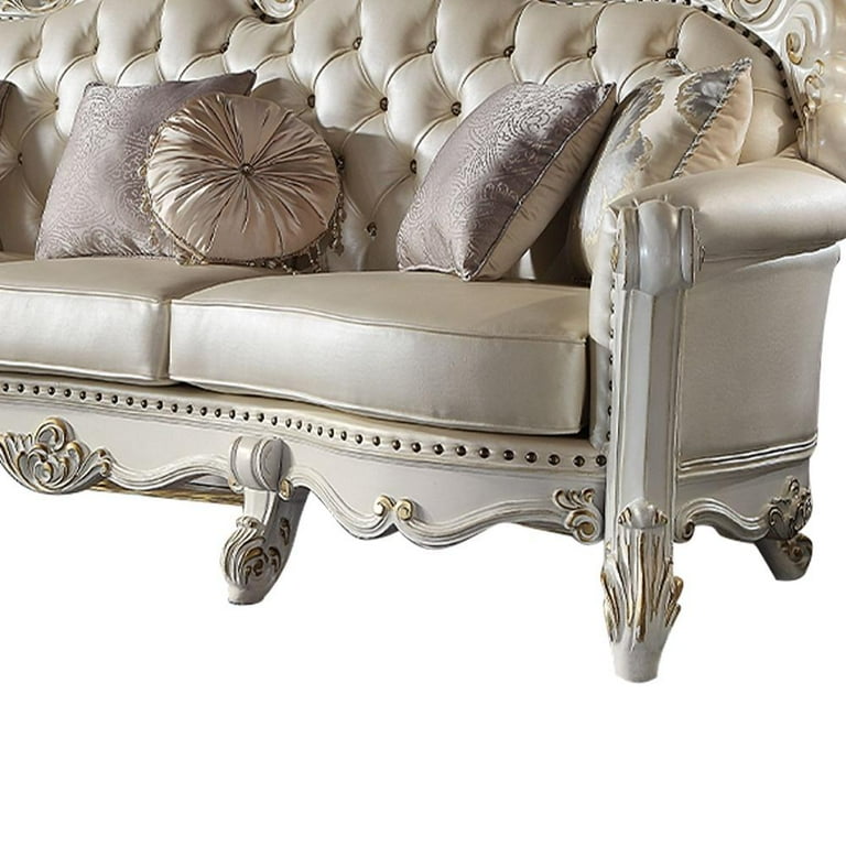 ACME Vendome Leather Upholstered Oversized Sofa with 6 ACME Vendome Leather Upholstered Oversized Sofa with 6