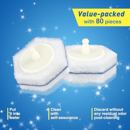 80-pcs Toilet Brush Wand Refills, Compatible with Most Toilet Brushes, Disposable Wand Heads (Package May Vary)