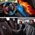 thumbnail image 4 of Binienty 14 Pack Flame Print Vehicle Seat Covers Full Set with Car Steering Wheel Cover Non-Slip Armrest Cushion Pad Seat Belt Covers Waterproof Coasters Auto Interior Decor Set​, 4 of 7