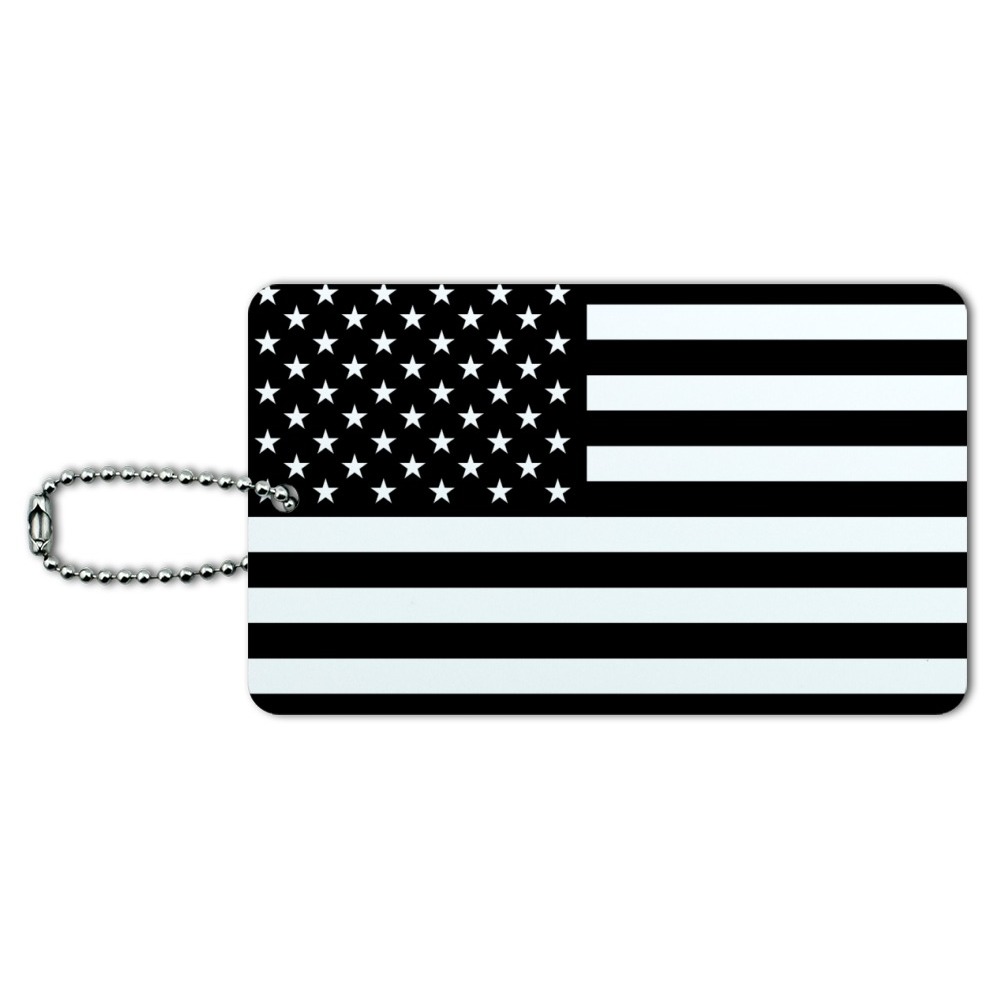 Graphics and More Subdued American USA Flag Black White Military Tactical  Luggage Card Suitcase Carry-On ID Tag