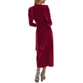 thumbnail image 3 of ZAXARRA Femmes Velours Midi Bodycon Robe Couleur Unie V-Cou Tie-Up Robe à Manches Longues Printemps Automne Soirée Robe de Soirée, 3 of 5