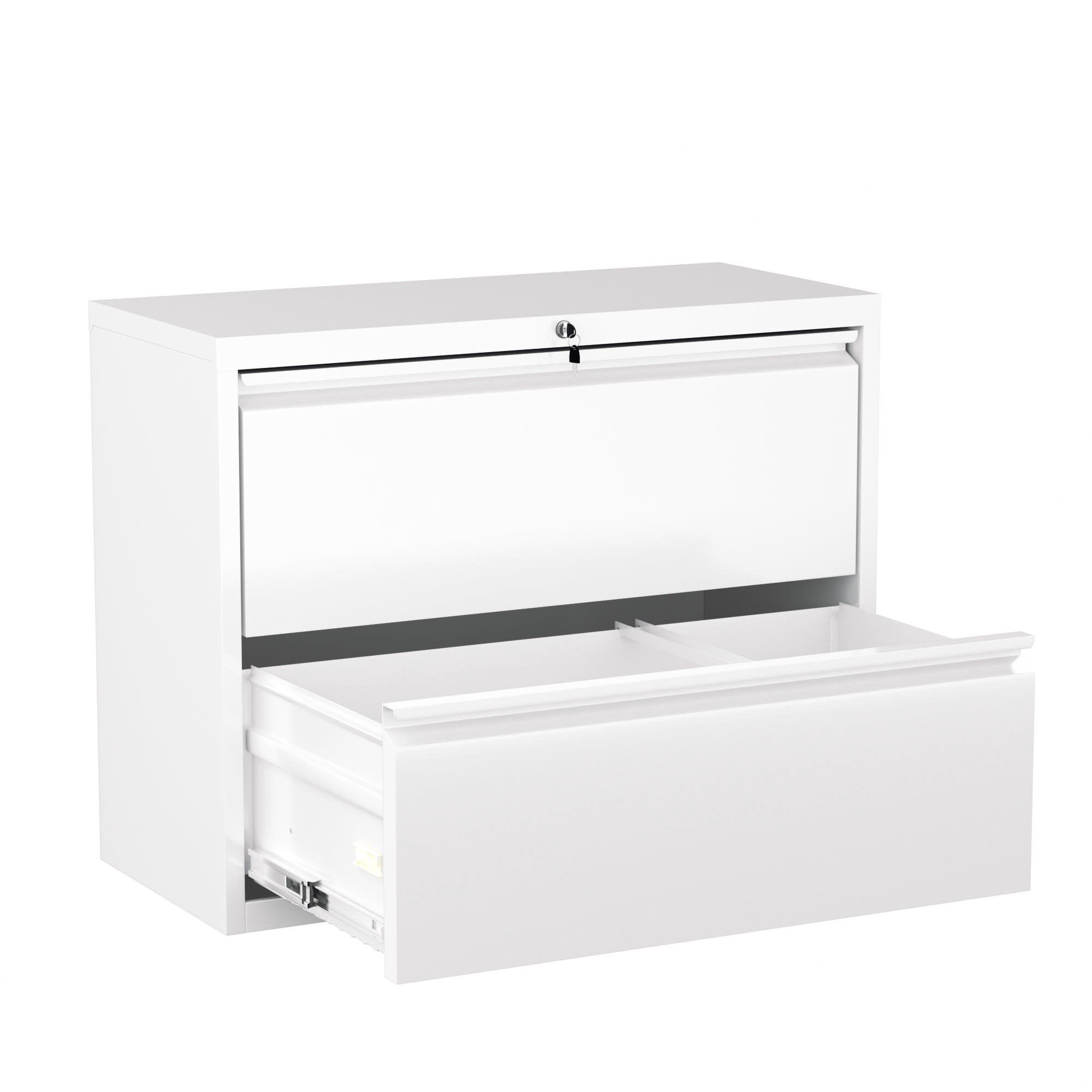 SUNCROWN Lateral File Cabinet 2 Drawer, Lockable Metal Filing Cabinet for Home Office, White Metal File Cabinet with Lock for Legal/Letter/A4/F4 Size with Hanging Bars&Key