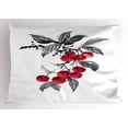 thumbnail image 1 of Rowan Pillow Sham Branch of Rowan with Fruit in Watercolor Mountain Wild Nature Foliage Artwork, Decorative Standard King Size Printed Pillowcase, 36 X 20 Inches, Grey Red Black, by Ambesonne, 1 of 2
