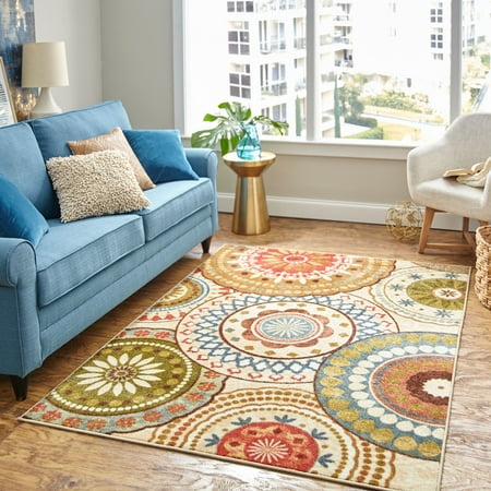 - Mohawk Home Suzani Blue Printed Area Rug, Multiple Sizes
