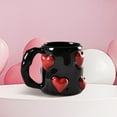 thumbnail image 4 of 3D Heart-Shaped Coffee Cup Pink Love Ceramic Cup 17 Oz Valentine'S Day Couples Mark'S Cute Hand Embossed Macro Anniversary Wedding Wedding Gifts (1,Black), 4 of 7