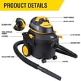 thumbnail image 4 of Shop-Vac 4 Gallon 5.5 Peak HP Wet/Dry Utility Vacuum with SVX2 Motor Technology, 3 in 1 Function Portable Shop Vacuum with Cart, Attachments, 5914000, 4 of 7
