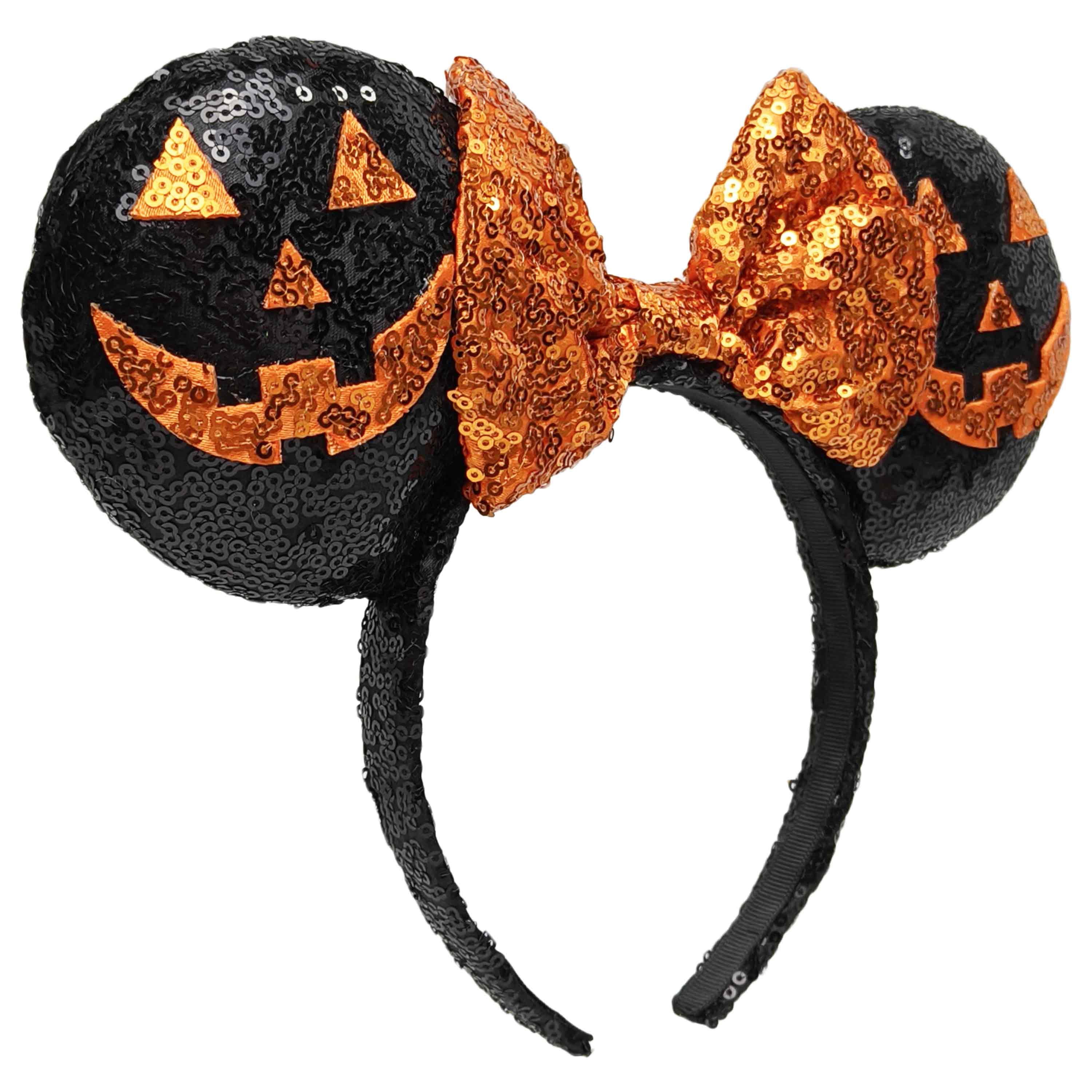 Minnie Mouse Sequin Pumpkin Ears with Orange Sequin Bow, Halloween Costume Accessory for Adults, by Disney