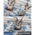 thumbnail image 6 of Easter Rabbit Linen Curtain Valance for Bedroom/Bathroom/Kitchen/Office/Living/Dining Room Windows, Blue Flower Grey White Stripes Retro Lattice Rod Pocket Topper Decorative Cafe Drapes Panel 42"x18", 6 of 6
