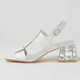 thumbnail image 4 of FSJ Women Square Open Toe Sandals Clear Crystal Chunky Mid Heel Slingbacks T-strap Buckle Multicolor Band Versatile Comfy Slide Shoes Size 15 White, 4 of 4