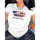 thumbnail image 1 of 1pc Women's Casual Patriotic Print T-Shirt, Round Neck Short Sleeve, Fashion Trendy Tee, Comfortable Summer Top, Polyester Knit Fabric, All Seasons, 1 of 8