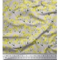 thumbnail image 1 of Soimoi Gray Velvet Fabric Yellow Mustard Leaves Printed Fabric 1 Yard 60 Inch Wide, 1 of 3