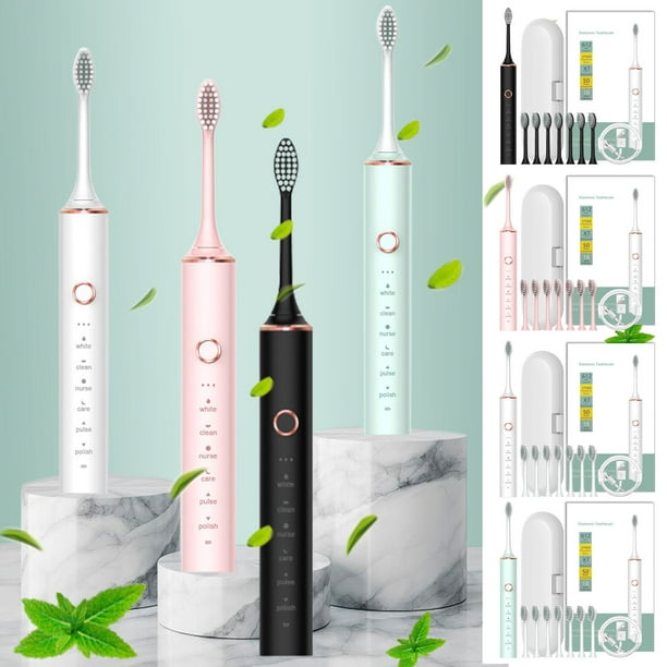 Xihbxyly Cepillo de Dientes Eléctrico, 6 Modos de Limpieza, 8 Cabezales, Resistente Al Agua Ipx7, Recargable Por Usb, Limpieza Suave y Eficaz, Ideal para Viajes, Cuidado Bucal Diario, Tamaño 22 X 2,5