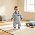 thumbnail image 4 of Gerichy Newborn Baby Girl Boy Winter Clothes Long Sleeve Lapel Jumpsuit Collar Striped Romper Playsuit Infant Baby Boys Fall Outfit 0-18 Months, 4 of 6