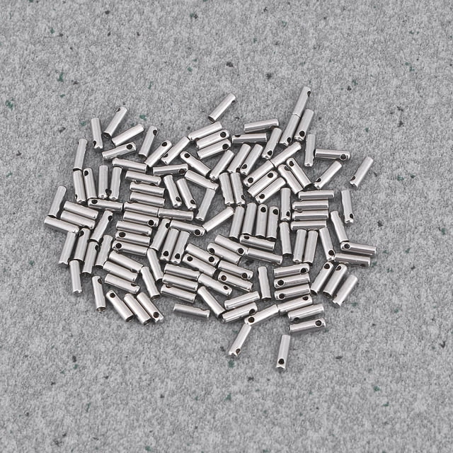 Minkissy 100 Pcs Jewelry Making End Caps Silver Stainless Steel for Necklaces and Bracelets