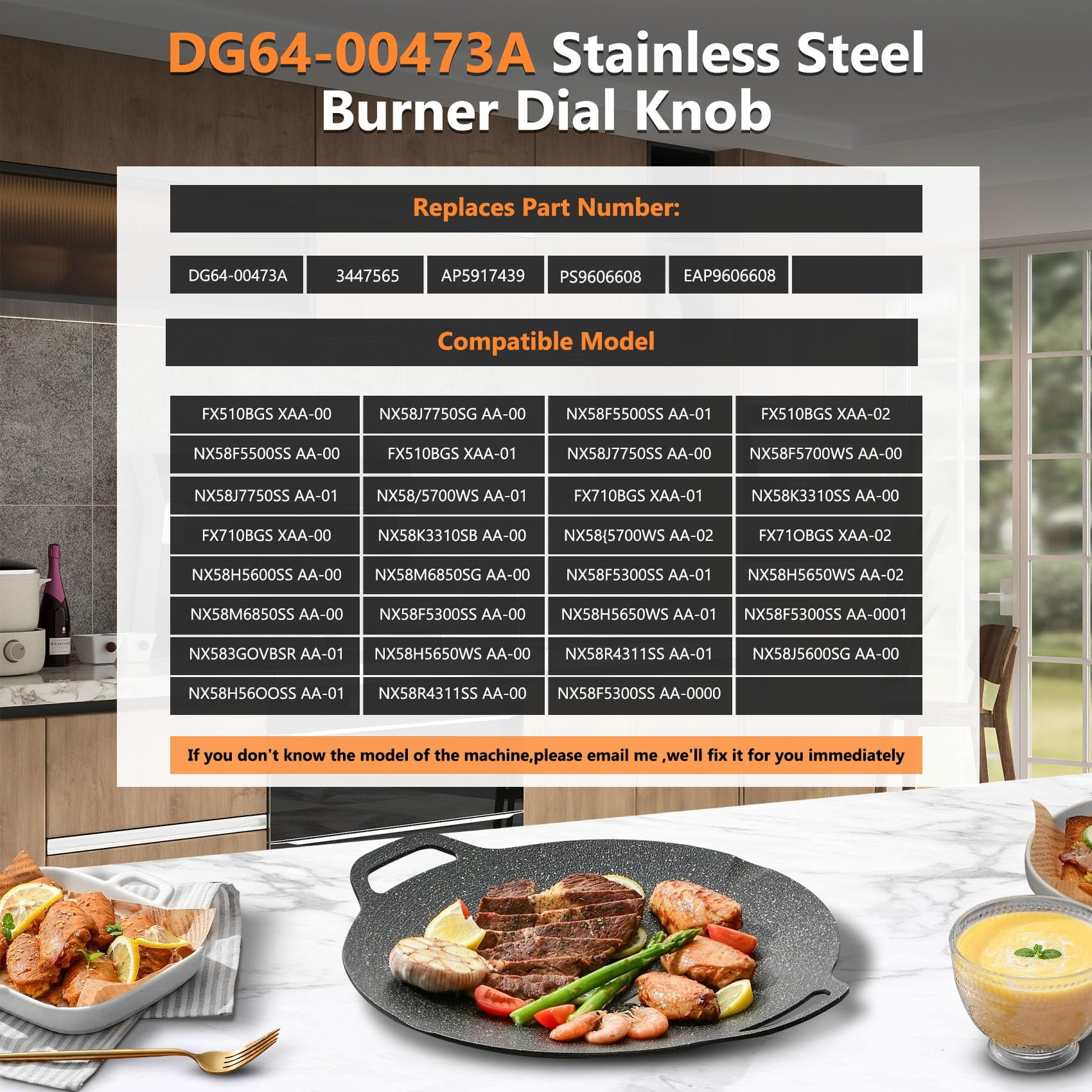 5 Pack Range Knobs Compatible with DG64-00473A, Burner Control Dial Replacement for Select Samsung Gas Range Models