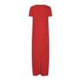 thumbnail image 6 of NXMZXB Plus Size Maxi Dresses for Curvy Women Loose Fit Casual Summer Short Sleeve Crewneck Long T-Shirts Dress Elegant Flowy Beach Sundress with Pockets A-Hot Pink XXXL, 6 of 7