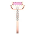thumbnail image 3 of 1.86ct emerald cut pink Zircon 18k rose gold halo Bridal Wedding Engagement Promise Anniversary Ring for Women size 3.75, 3 of 7