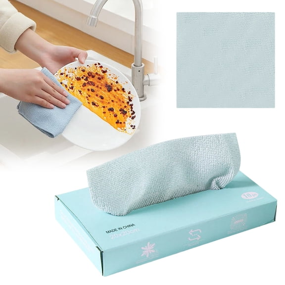 Naittoop Disposable Kitchen Cleaning Towels and Dish Cloths, Lazy Cloth,Reusable Towels,Handy Cleaning Wipes, 10 Count Pack Deep Blue 20*20 cm
