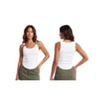 thumbnail image 2 of Camiseta sin mangas acanalada para mujer, elegante camisola sin mangas con tirantes de hebilla metálica y bajo curvado., 2 of 8