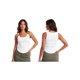 thumbnail image 3 of Camiseta sin mangas acanalada para mujer, elegante camisola sin mangas con tirantes de hebilla metálica y bajo curvado., 3 of 9