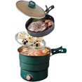 thumbnail image 1 of Graflsoa Compact Retro Green 304 Stainless Steel Multi-Function Electric Cooker with Foldable Handle, 110V US Plug, Ideal for Travel, Dorm, and Office Use, 1 of 6