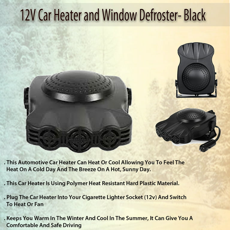 Aeroterma Ventilator 12V Car Heater and Window Defroster- Black