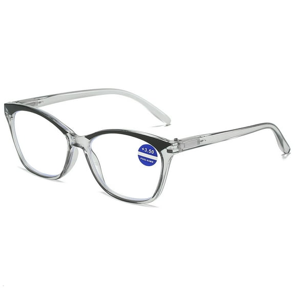 KOOSUFA Cat Eye Blue Light Blocking Reading Glasses 3.5 Spring Hinge Transparent Frame Womens Computer Readers Eyeglasses Transparent Grey