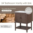thumbnail image 5 of 24" Modern Sleek Bathroom Vanity, Freestanding Wood Bathroom Storage Cabinet with 2 Doors and Open Style Shelf for Girls and Wemen, (Single Vanity Only), Brown, 5 of 9