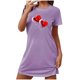 thumbnail image 2 of Camisón corto de San Valentín para mujer, talla grande, estampado en el pecho, cuello redondo, manga corta, 2 of 3
