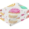 thumbnail image 2 of SKYSONIC 16"x28" Face Hand Towel Set, Watercolor Cupcakes Cotton Washcloths, Quick-Dry Highly Absorbent Bath Towels 2 PCS for Bathroom Ktichen Travel SPA Gym, 2 of 7
