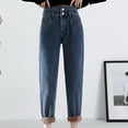 thumbnail image 2 of fvwitlyh Mom Jeans High Waisted Women's Denim Jogger Elastic Waist Ankle Pants Jeans with Buttons Pockets, 2 of 5