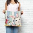 thumbnail image 2 of Easter Bunny Pillow Covers 20x20 Inch Decorative Throw Pillow Cover, Spring Watercolor Eggs Flower Wood Grain Sofa Pillowcases Accent Cushion Case Home Decor Bedroom Living Room, 2 of 6