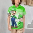 thumbnail image 2 of Luigi's Mansion Anime Kid's Short Sleeved Shirt Summer Daily Casual Button-Down Shirts Tee Top Teen Beach Clothing With Pocket, 2 of 7