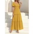 thumbnail image 3 of PRETTYGARDEN Summer Dresses for Women Boho Swiss Dot Smocked Square Neck Short Sleeve Spring Wedding Guest Maxi Dress, 3 of 10