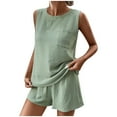 thumbnail image 5 of Short Sets for Women Sleeveless Crewneck Tank Top and Shorts 2 Piece Matching Set Womens Lounge Set Summer Outfits, 5 of 9