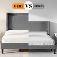 thumbnail image 3 of Merluxy King Size Bed Frame with Charging Station, Corduroy Upholstered Platform Bed Frame with Wingback Storage Headboard, Dark Grey, 3 of 8